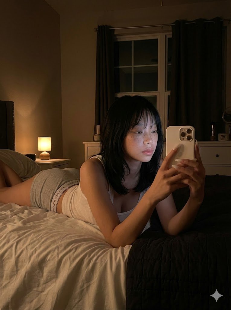 Nighttime Bedroom Candid Editorial